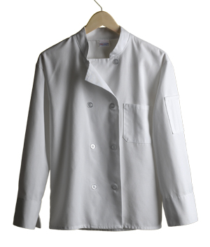 White Jacket Plastic Buttons & Gingham Check Trousers White Chef Jackets 