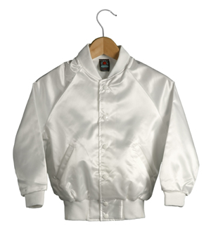 Kid Size Satin Baseball Jacket (White)