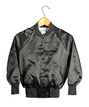 Kid Size Satin Baseball Jacket (Black)