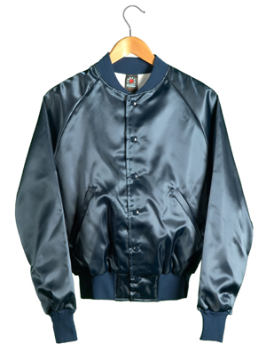 Satin Baseball Jacket (Navy)